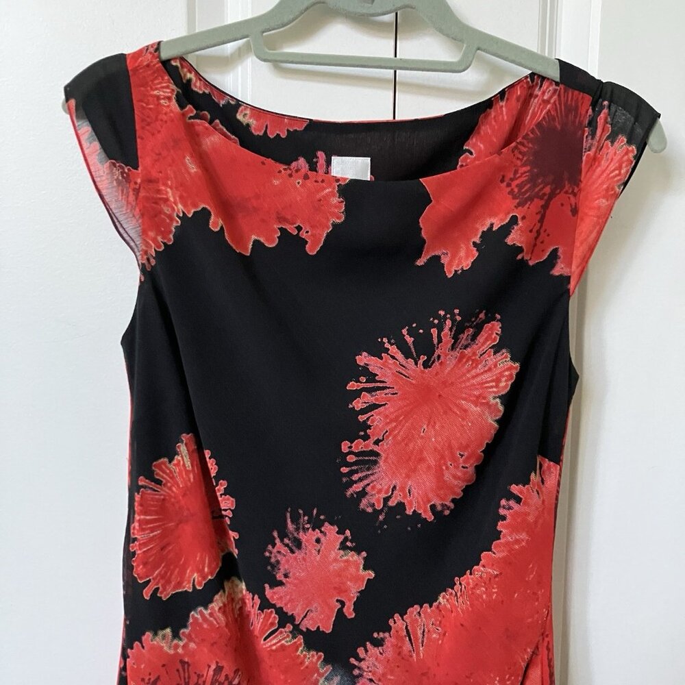 Y2K Jag Dress Womens Red Black Floral Asymmetrical Fairy Grunge Whimsigoth‎ - Picture 2 of 12